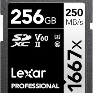 Lexar 256GB Professional 1667x SDXC Memory Card, UHS-II, C10, U3, V60, Full-HD & 4K Video, Up To 250MB/s Read, for Professional Photographer, Videographer, Enthusiast (LSD256CBNA1667)